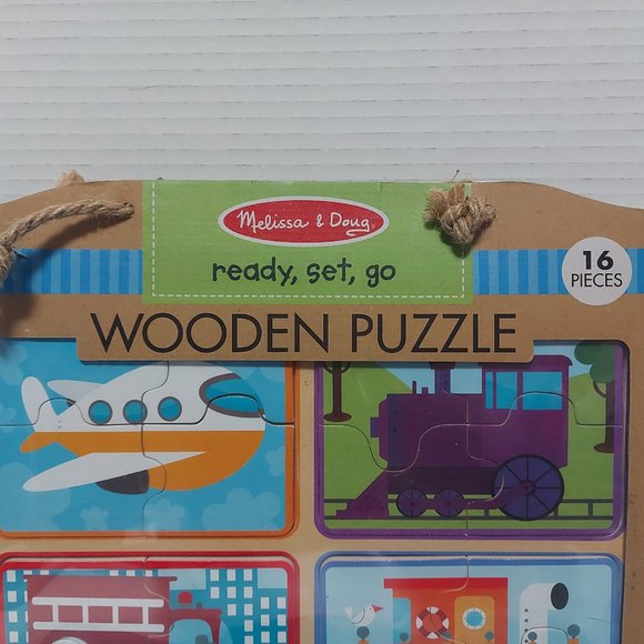 Melissa and Doug Wooden Puzzle 16 Pieces Age 2+ Ready Set Go Vehicles BRAND NEW - Picture 2 of 5